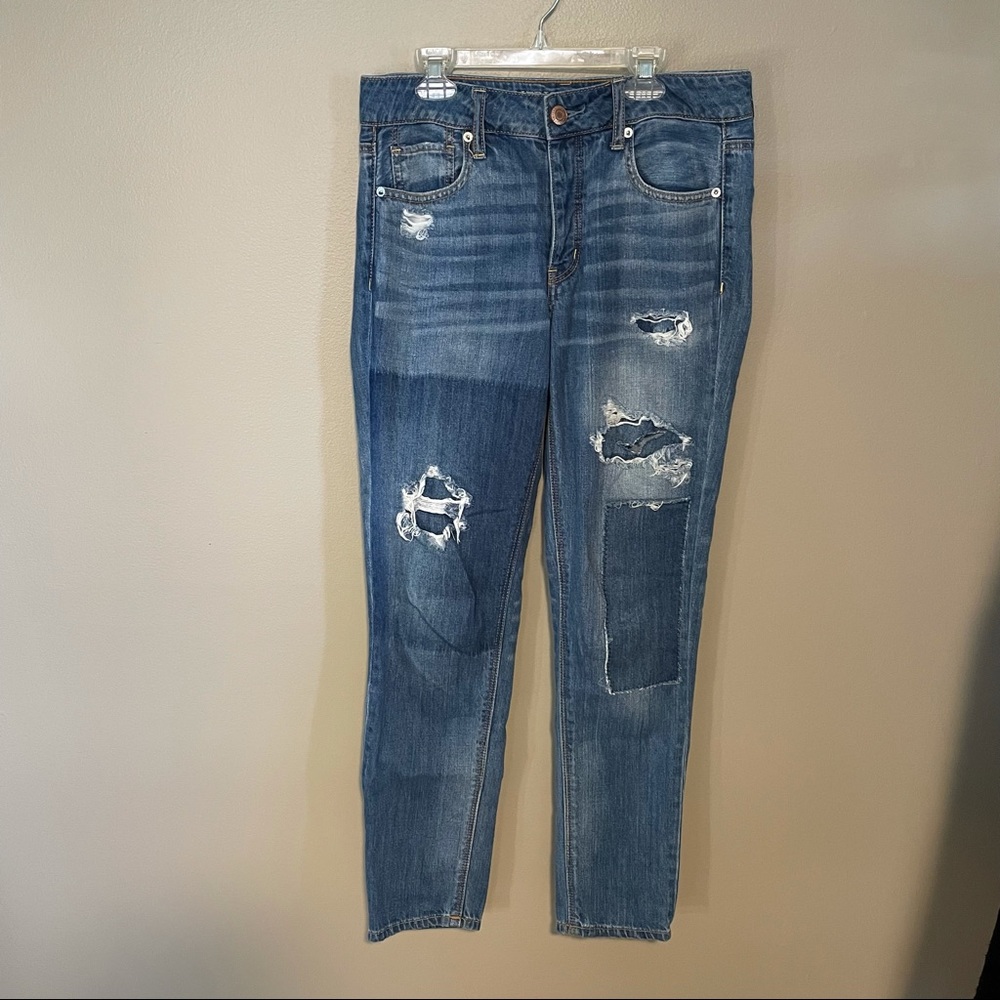 American Eagle Tomgirl Button Fly Distressed Jeans